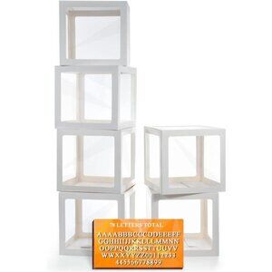 White Transparent Balloon Boxes With 78 Letters, Name Boxes for Baby Shower